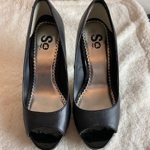SO brand black peep toe high heels
